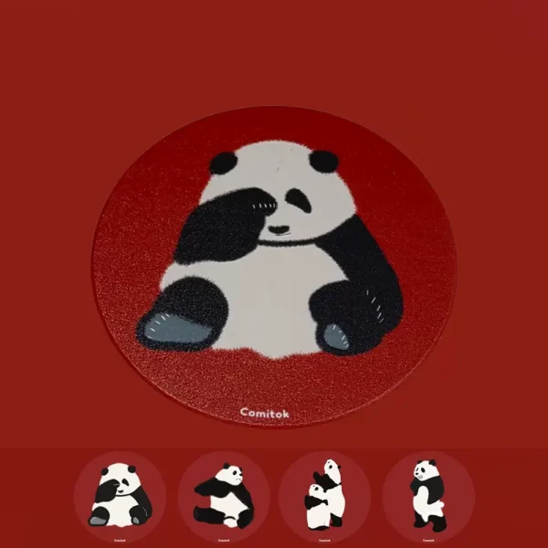 WPLSCS000292-02 Cute Panda Absorbent Ceramic Coaster with Cork Base