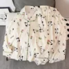 WPCTPM000257-0260-02 Cute Panda and Floral Pajamas Women's Loungewear Set