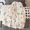 WPCTPM000257-0260-03 Cute Panda and Floral Pajamas Women's Loungewear Set