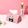 WPHHTB000252 Cute Panda and Floral Tissue Box Home Tissue Organizer Pink