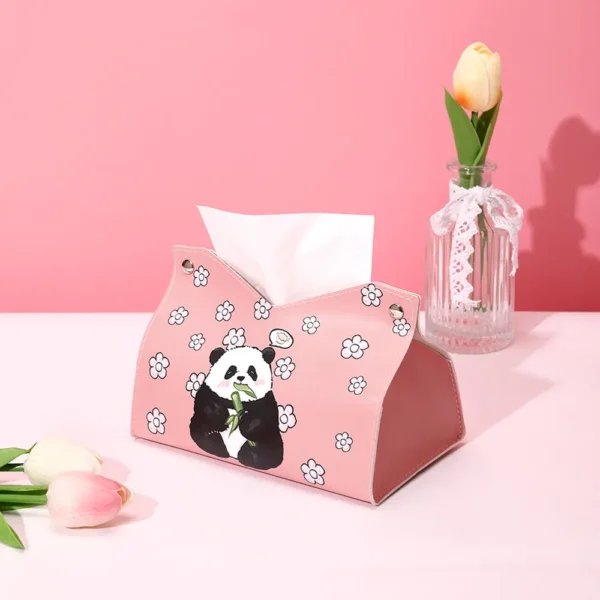 WPHHTB000252 Cute Panda and Floral Tissue Box Home Tissue Organizer Pink