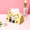 WPHHTB000251 Cute Panda and Floral Tissue Box Home Tissue Organizer Yellow