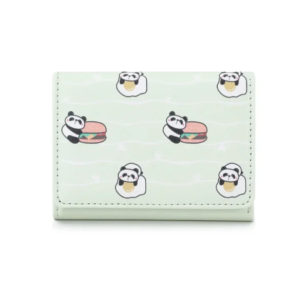 WPBGWC000194 Cute Panda and Food Mini Wallet Short Card Holder Coin Purse Green