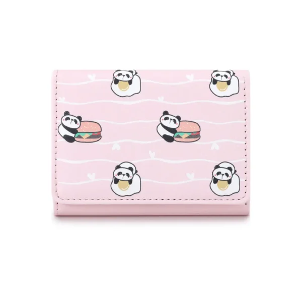 WPBGWC000192 Cute Panda and Food Mini Wallet Short Card Holder Coin Purse Pink