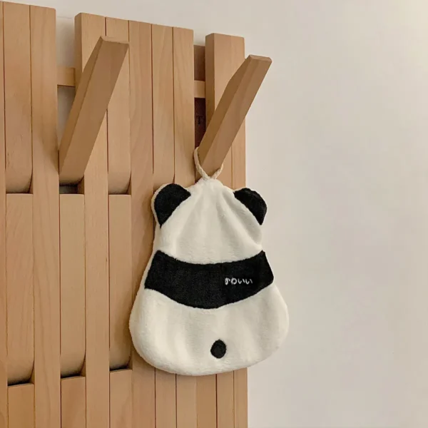 WPCTTW000163-03 Cute Panda Back View Hanging Hand Towel Coral Fleece Towel