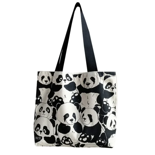 WPBGST000021-01 Cute Panda Canvas Shoulder Bag Tote Bag