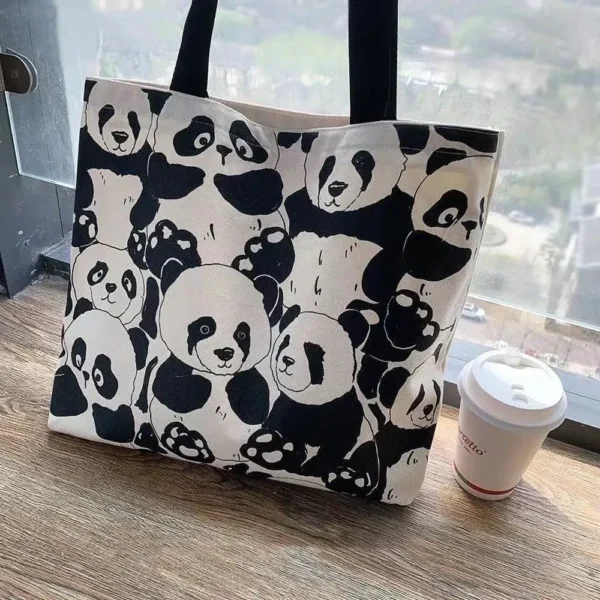 WPBGST000021-03 Cute Panda Canvas Shoulder Bag Tote Bag