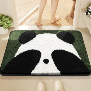 WPHHCR000144 Cute Panda Cartoon Home Faux Cashmere Non-Slip Rug Mat