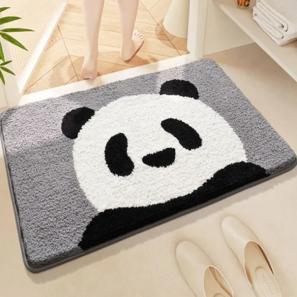WPHHCR000146 Cute Panda Cartoon Home Faux Cashmere Non-Slip Rug Mat