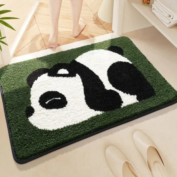 WPHHCR000147 Cute Panda Cartoon Home Faux Cashmere Non-Slip Rug Mat