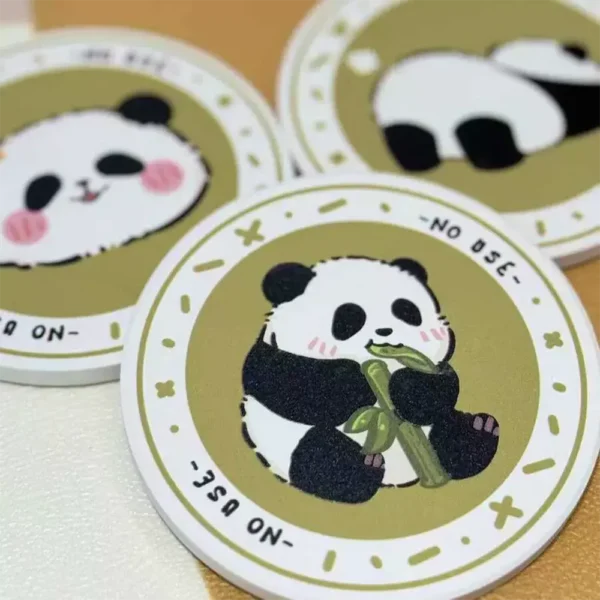 WPLSCS000323-0329-02 Cute Panda Ceramic Coaster Non-Slip Cork Premium Gift