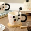 WPLSCPMU0180-0181-04 Cute Panda Ceramic Mug with Spoon Coffee Cup