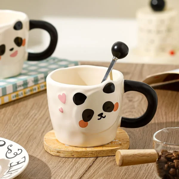 WPLSCPMU0180-0181-04 Cute Panda Ceramic Mug with Spoon Coffee Cup