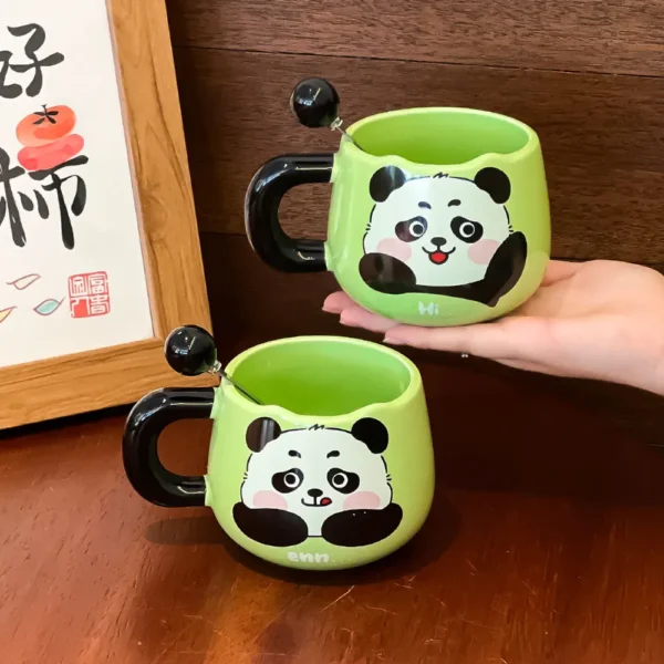 Cute Panda Ceramic Mug with Spoon High-Quality Gift