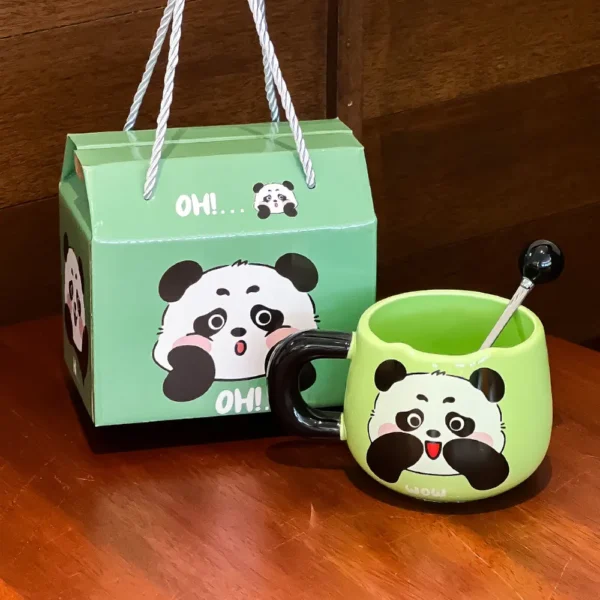Cute Panda Ceramic Mug with Spoon High-Quality Gift