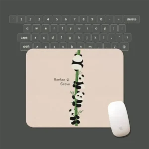WPASMP000135-0138-01 Cute Panda Climbing Bamboo Small Leather Texture Mouse Pad