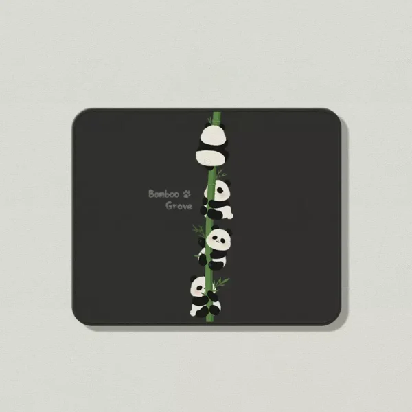 Cute Panda Climbing Bamboo Small Leather Texture Mouse Pad