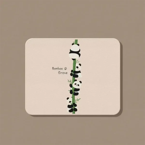 Cute Panda Climbing Bamboo Small Leather Texture Mouse Pad