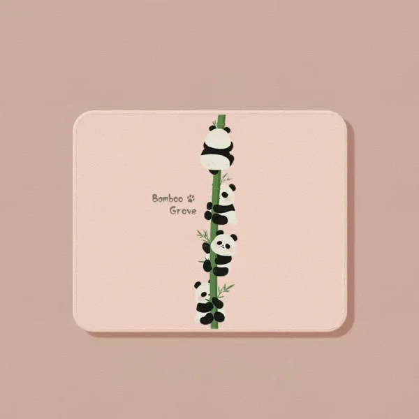 Cute Panda Climbing Bamboo Small Leather Texture Mouse Pad