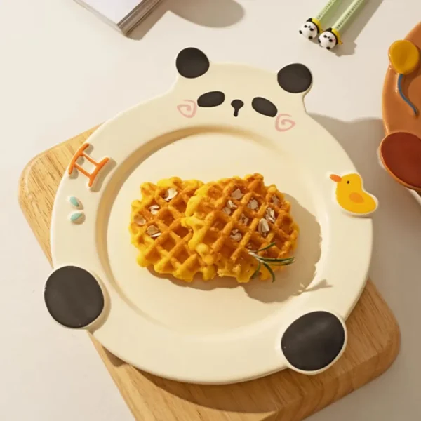 WPHHTW000200-01 Cute Panda Design Tableware Plate Home Use Breakfast Plate