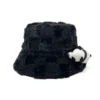 WPCTHABH0085 Cute Panda Doll Thickened Plush Bucket Hat Black