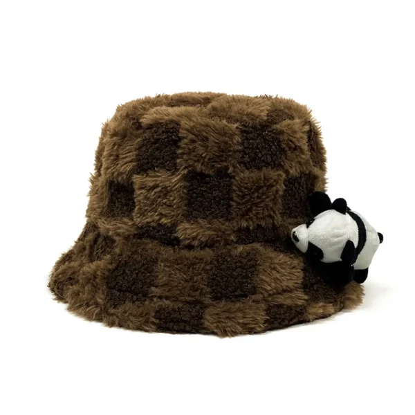 WPCTHABH0086 Cute Panda Doll Thickened Plush Winter Bucket Hat