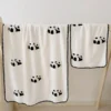 WPCTTW000186-01 Cute Panda Embroidered Coral Fleece Towel and Bath Towel Set