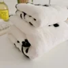 WPCTTW000186-03 Cute Panda Embroidered Coral Fleece Towel and Bath Towel Set