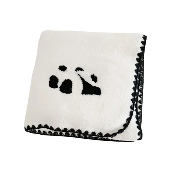 WPCTTW000186-04 Cute Panda Embroidered Coral Fleece Towel and Bath Towel Set