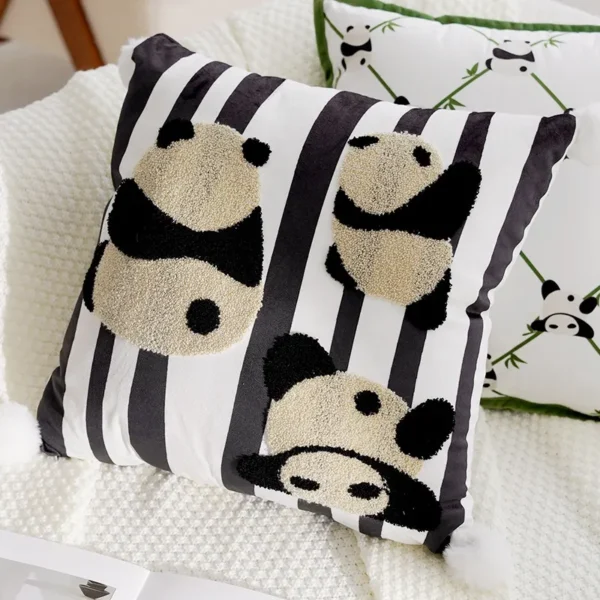 WPHHCS000043 Cute Panda Embroidery Throw Pillow Living Room Sofa Cushion