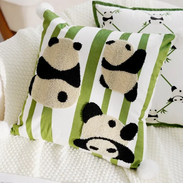 WPHHCS000044 Cute Panda Embroidery Throw Pillow Living Room Sofa Cushion