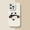Cute Panda Lambskin Pattern Silicone Apple iPhone Case