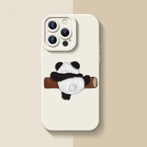 WPASPC000545 Cute Panda Lambskin Pattern Silicone Apple iPhone Case