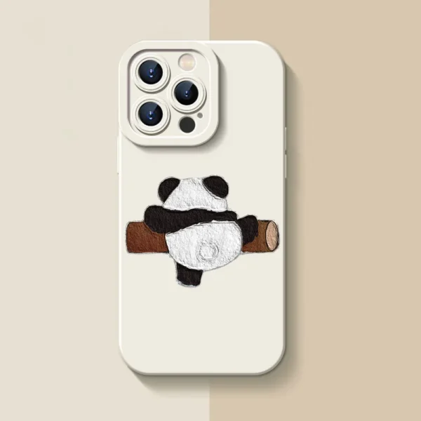 WPASPC000545 Cute Panda Lambskin Pattern Silicone Apple iPhone Case