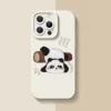 Cute Panda Faux Lambskin Pattern Silicone Apple iPhone Case