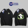 WPCTTS000627 Cute Panda Hua Hua Print Cotton T-Shirt Black