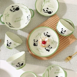 WPHHTW000183-0193-01 Cute Panda Hua Hua Series Ceramic Tableware Set for Home Use