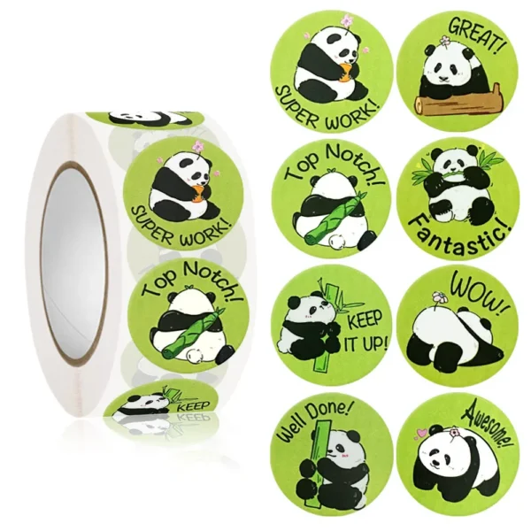 WPDCSK000260-01 Cute Panda Huahua Menglan Cartoon Sticker Roll 500 Stickers