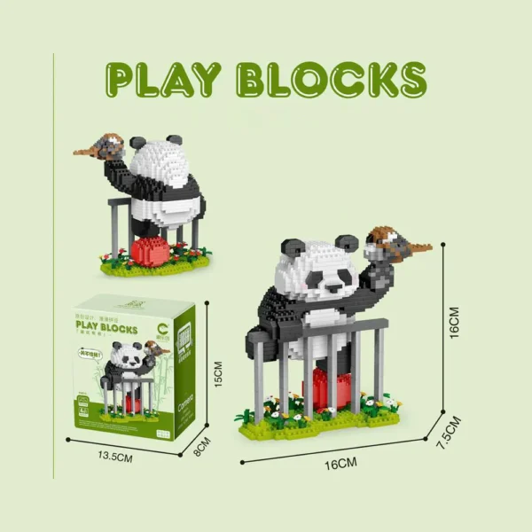 WPDTBB000169 Cute Panda Huahua Menglan Series Mini Building Block Toy