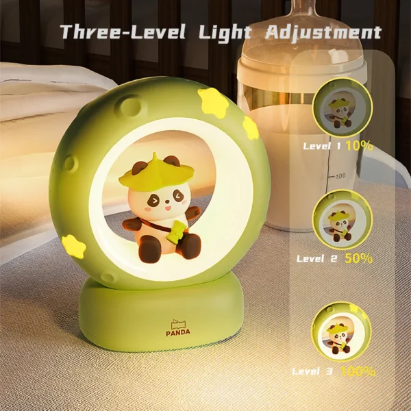 Cute Panda on Moon Bedside Night Light Desk Lamp Kids