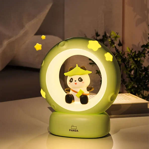 Cute Panda on Moon Bedside Night Light Desk Lamp Kids