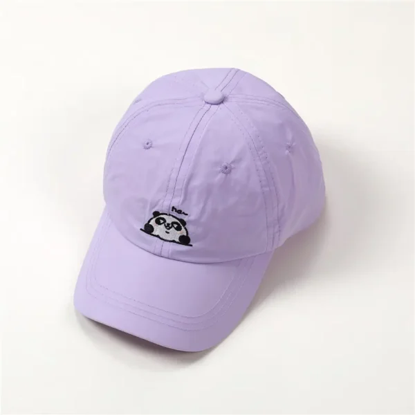 WPCTHASC0057 Cute Panda Pattern Baseball Cap Cartoon Kids Sun Protection Hat Purple