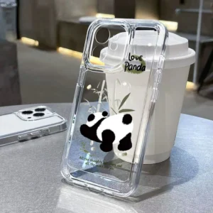 WPASPC000977 Cute Panda Pattern Clear Shockproof Apple iPhone Case