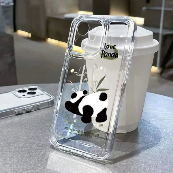 Cute Panda Pattern Clear Shockproof Apple iPhone Case