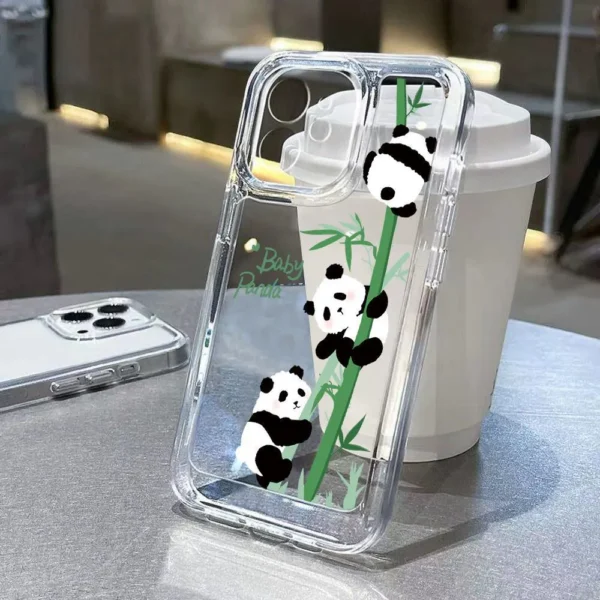 Cute Panda Pattern Clear Shockproof Apple iPhone Case