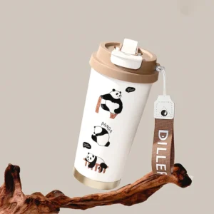 WPLSCPTM0131 Cute Panda Pattern Straw Thermos CupWater Bottle