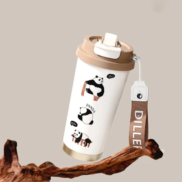 WPLSCPTM0131 Cute Panda Pattern Straw Thermos CupWater Bottle