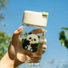 WPLSCPPC0062 Cute Panda Pattern Glass Water Cup Mini Portable Travel Mug