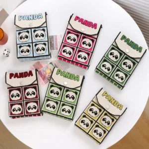WPBGWB000145-0153 Cute Panda Pattern Hand-Knitted Phone Bag Versatile Handbag