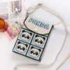 WPBGWB000151 Cute Panda Pattern Hand-Knitted Phone Bag Versatile Handbag Light Blue